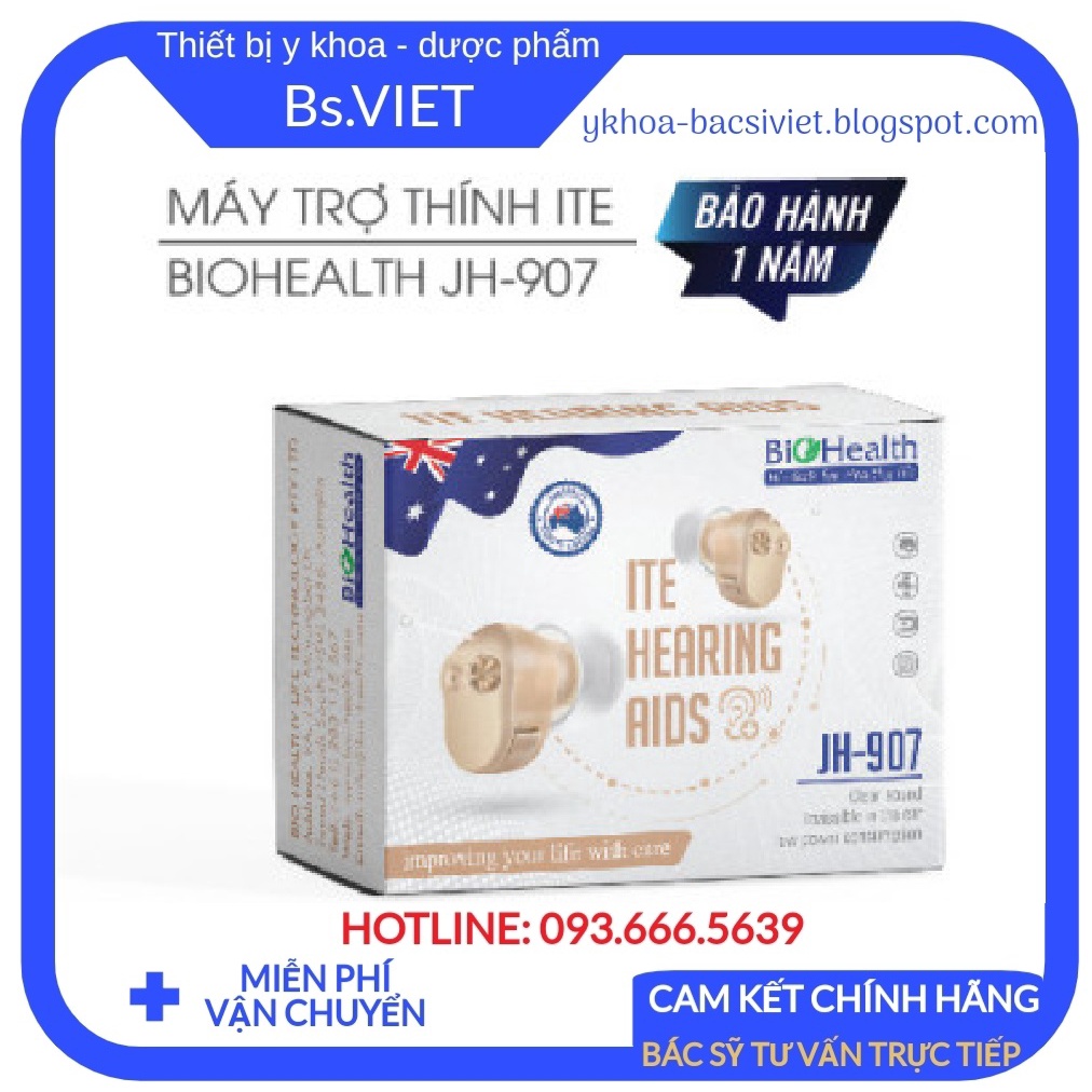 BẢO HÀNH 1 NĂM - MÁY TRỢ THÍNH không dây ITE Biohealth JH-907 - Máy điếc, Tai nghe trợ thính cho người già CHÍNH HÃNG