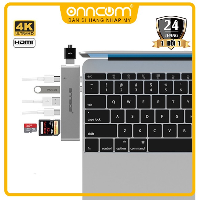 USB hub type c chuyển đổi cho macbook pro hdmi SD USB-C  AnnBos 7-in-1 Type C Hub Nhap My Hàng chính hãng