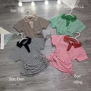 Áo thun body Gân cổ bẻ rút dây