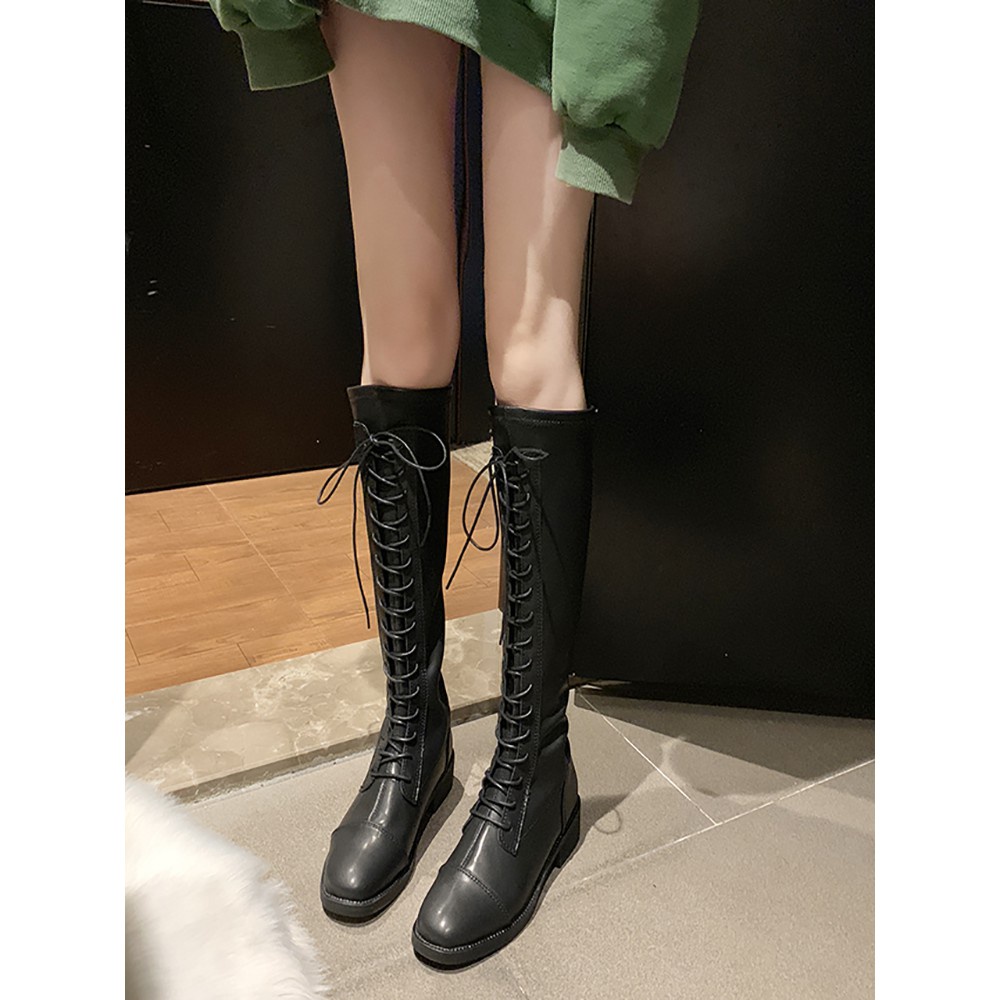 ℘ ORDER - Giày bốt da cổ cao cột dây Ulzzang, Hàn Quốc (Có ảnh thật) ℘