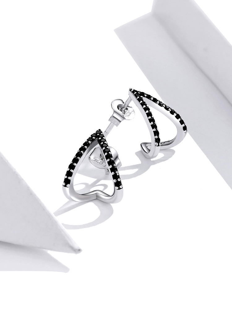 Bông Tai Bamoer SCE924 Bằng Bạc 925 Sterling Kiểu Dáng Hình Học Đơn Giản Cho Nữ