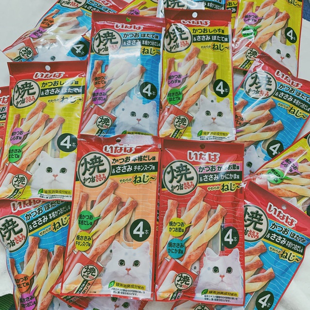 BÁNH QUẨY THƯỞNG INABA NEJI CHO MÈO GÓI 4 THANH