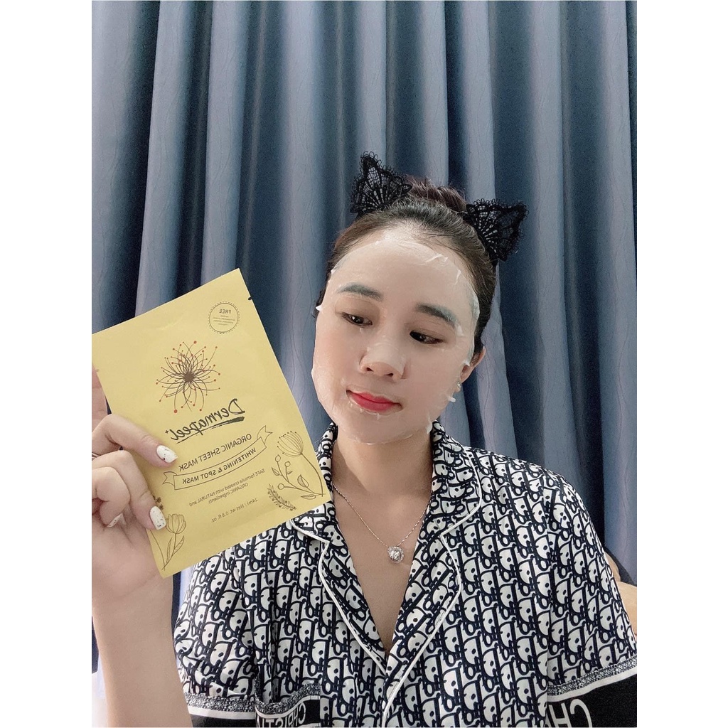 Mặt Nạ Trắng Da - Mờ Thâm Nám Dermapeel - Organic Sheet Mask - Whitening & Spot Mask 24ml x 4 Miếng Hàn Quốc