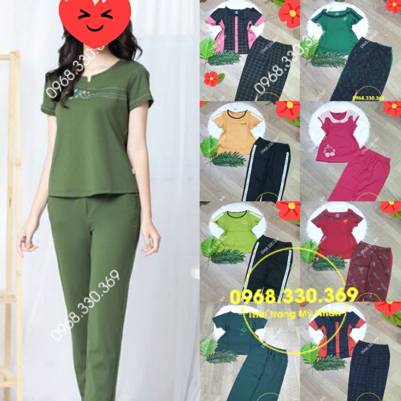 Đồ bộ thun cotton phối họa tiết xinh xắn