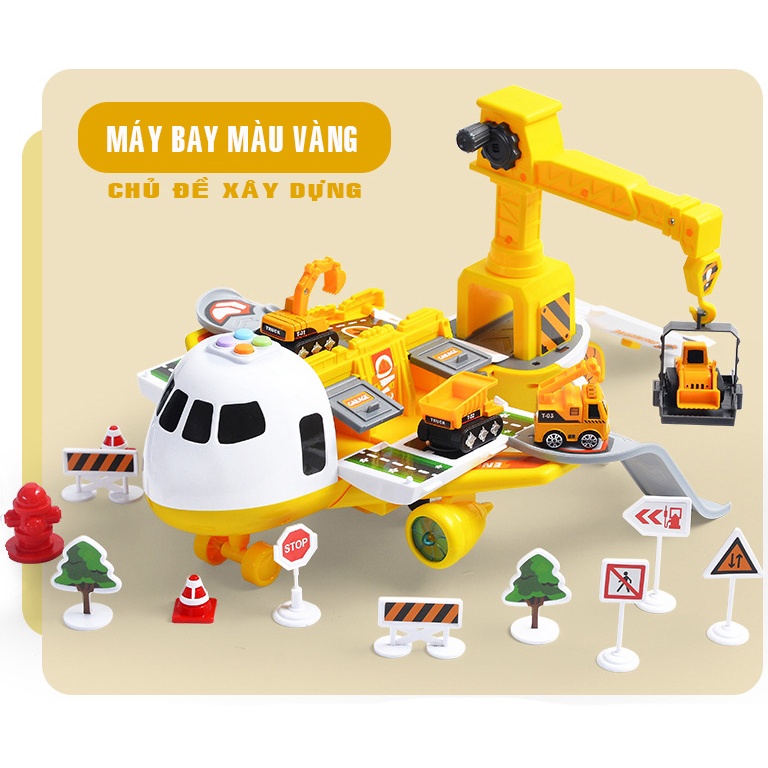 Máy Bay Biến Hình - Kèm Ô Tô Con và 14 Phụ Kiện Cần Cẩu Lắp Ráp Độc Đáo - Đồ Chơi Bé Trai