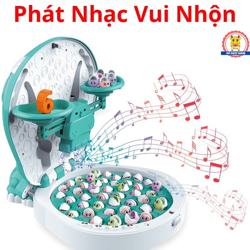 Đồ chơi câu cá cho bé nam châm, 45 con cá, phát nhạc hình hà mã đáng yêu vừa chơi vừa học cho trẻ em 4in1