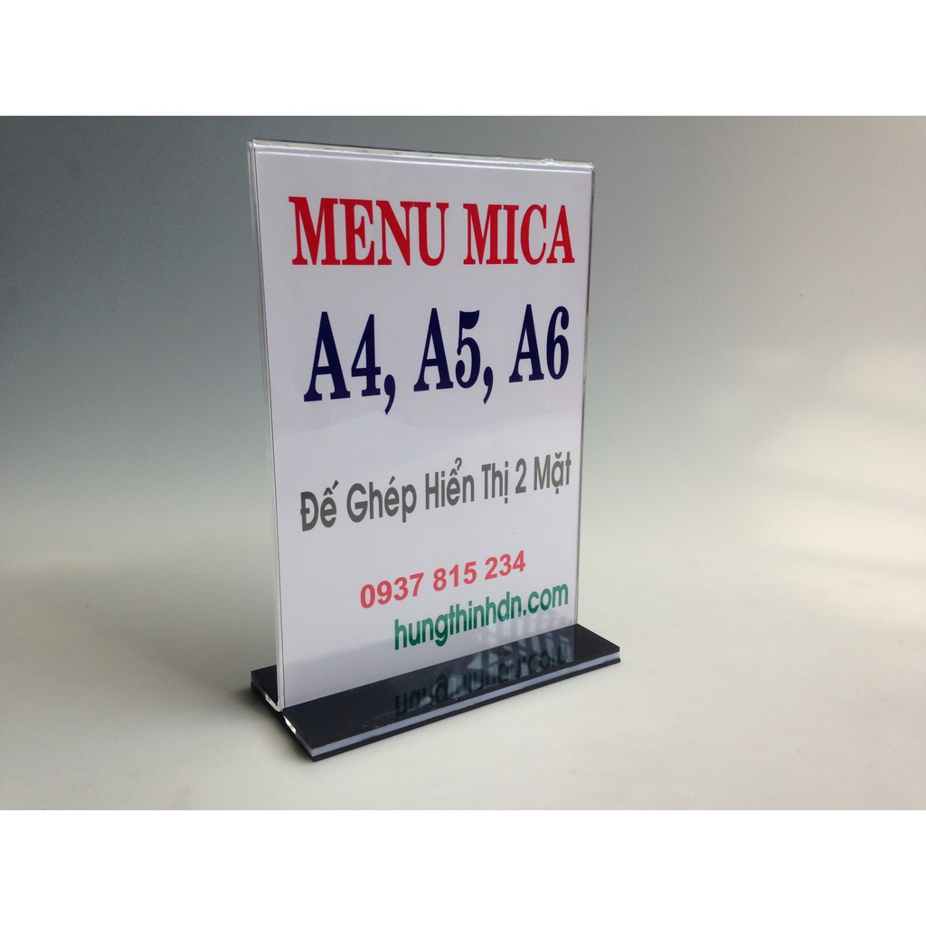 Kệ menu mica thực đơn , bảng mica A5 ( 21 x 15 cm) để bàn 2 mặt - loại tốt