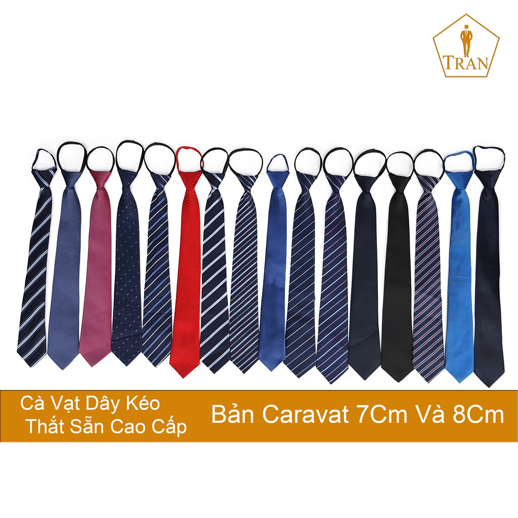 Cavat, Caravat TRAZ Cravat Nam Dây Kéo Thắt Sẵn 7cm, 8cm Cao Cấp