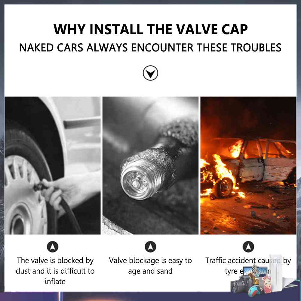 Set 4 Vỏ Bọc Van Schrader Dạ Quang Cho Xe Máy / Xe Đạp