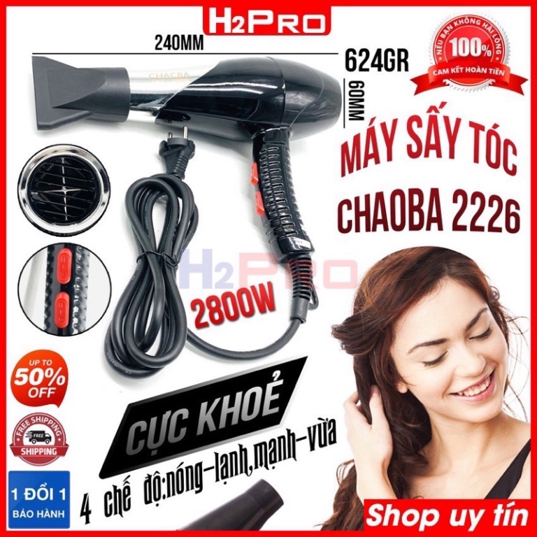 Máy Sấy Tóc Tạo Kiểu CHACBA - 2226 Hai Chiều Nóng Lạnh Công Suất 2800W [TẶNG ĐẦU THỔI