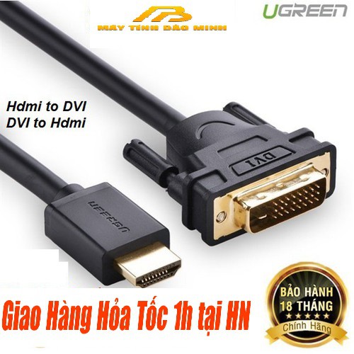 Cáp Chuyển Đổi 2 Chiều HDMI sang DVI 24+1 và DVI to HDMI (Dài 1,5m đến 8m) UGREEN 11150 10135 10136 10137 10164