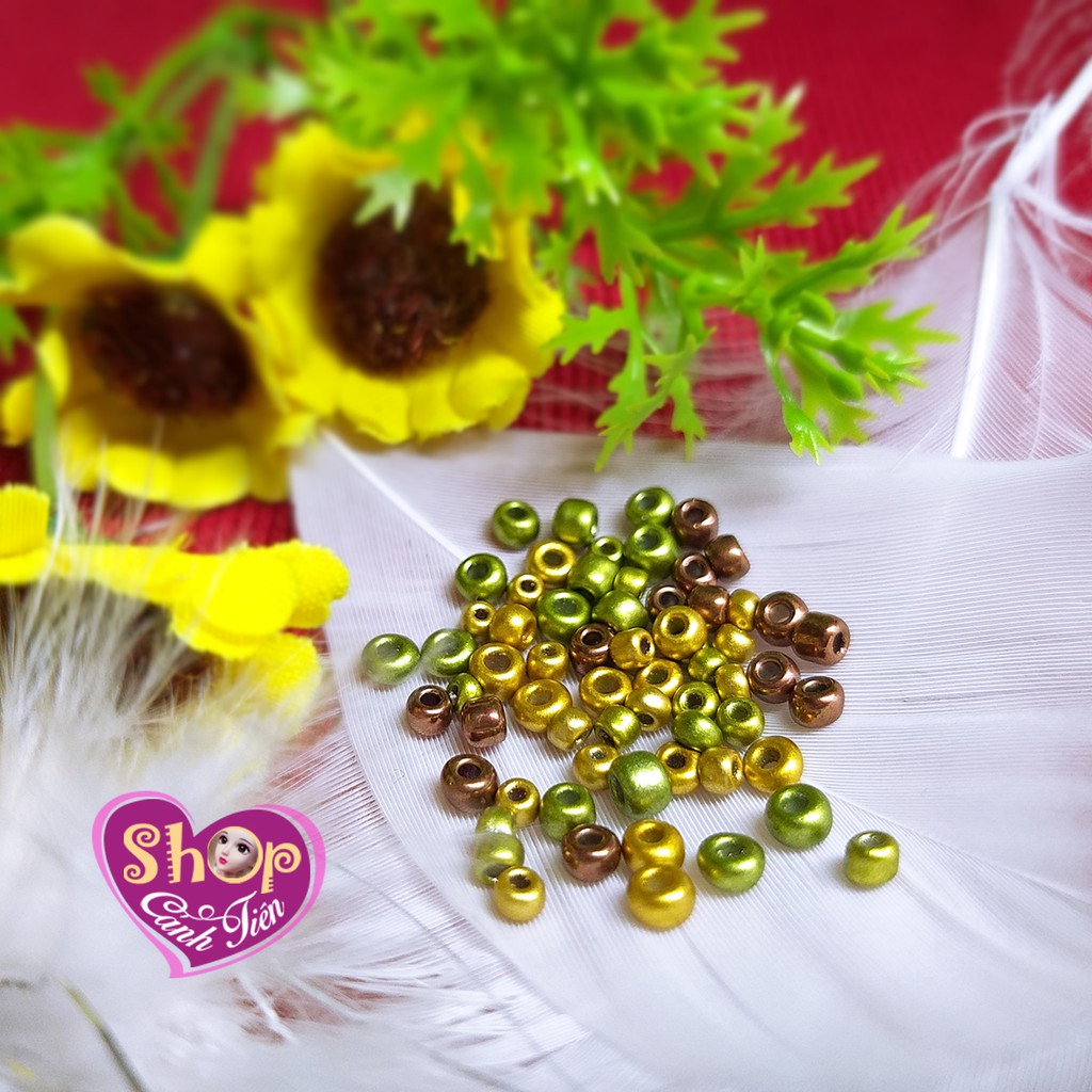 50gr (2000 - 3000 hạt) Cườm Tròn 2mm, 3mm Nhũ Đậm nhiều màu Trang trí Thủ công - Hàng Hiếm