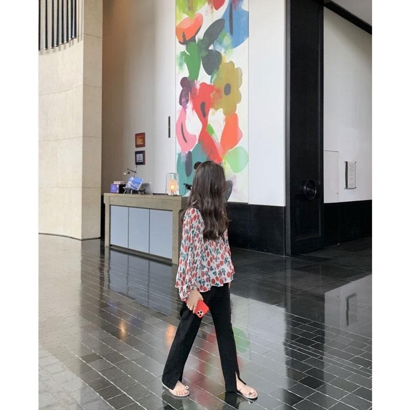 Áo Sơ Mi Hoa Tay Dài Phồng Xếp Ly Phong Cách Pháp Dành Cho Nữ