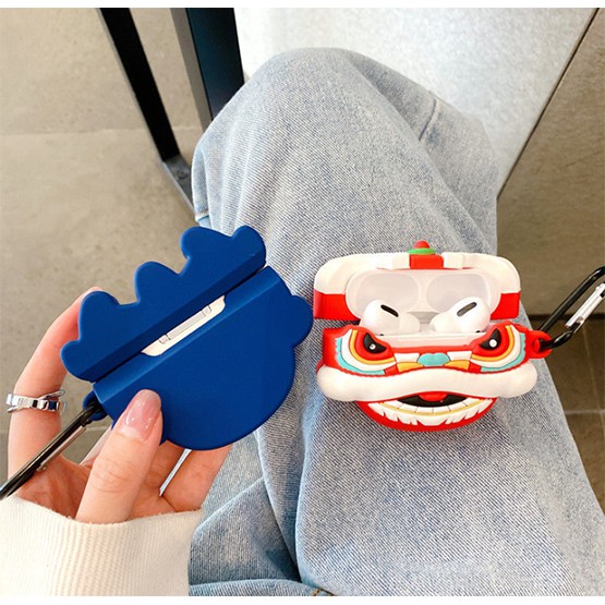 Vỏ bảo vệ hộp sạc tai nghe bằng TPU hình chú lân dễ thương thích hợp cho Airpods Pro 1 2 3 case