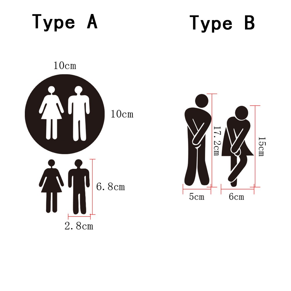 Bộ 2 Đề Can Tráng Gương Hình Nam Và Nữ Dán Cửa Nhà Vệ Sinh