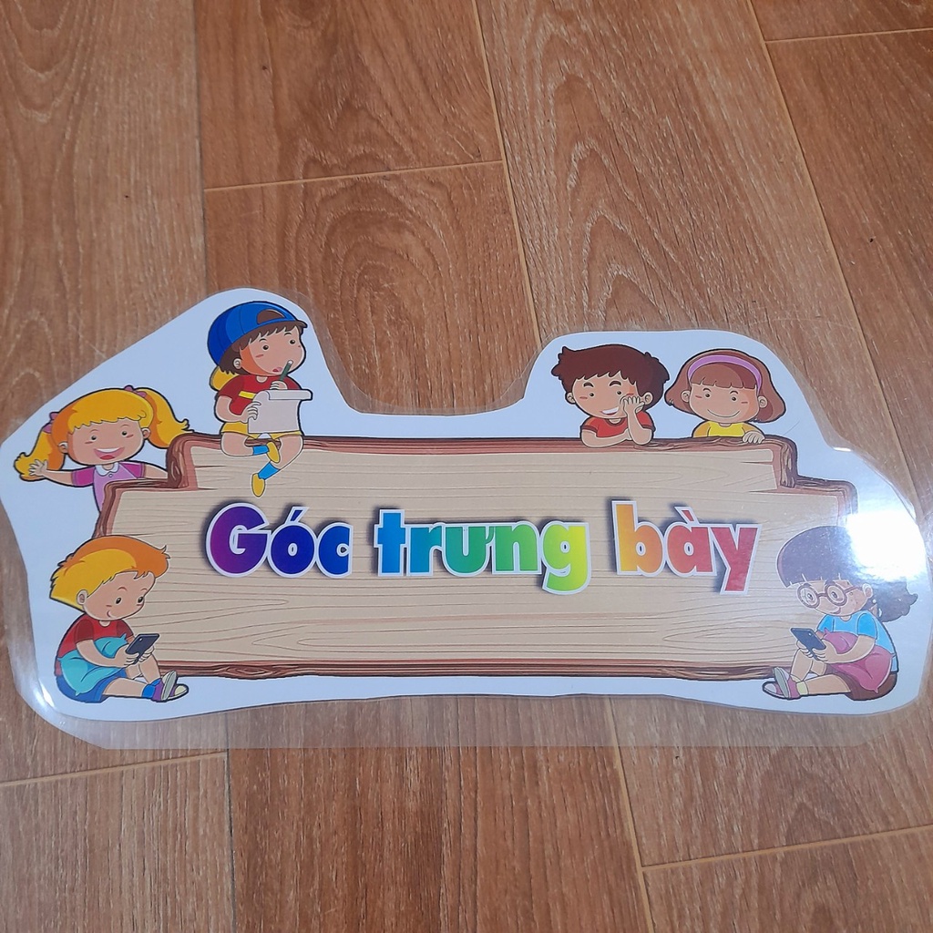 Góc thư viện, góc học tập, góc thiên nhiên, góc trưng bày, góc sáng tạo ép plastic (sẵn băng keo dán tường)