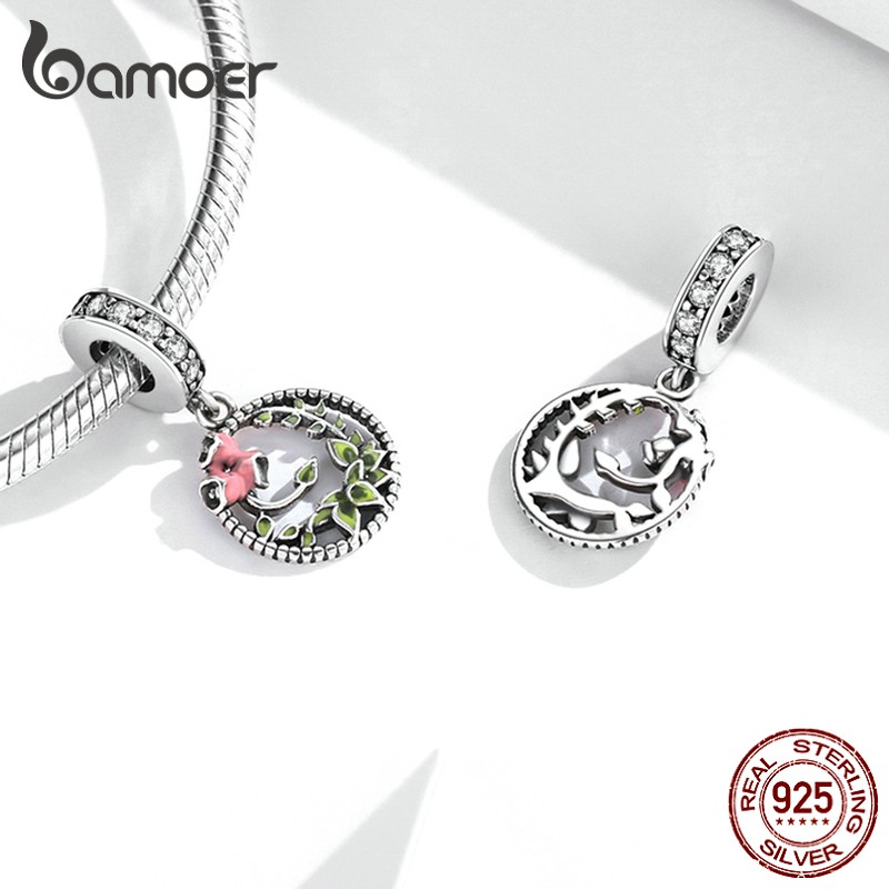 Mặt phụ kiện Bamoer Scc2018 dòng thực vật bằng bạc 925 dùng cho đồ trang sức tự làm 5 loại tùy chọn