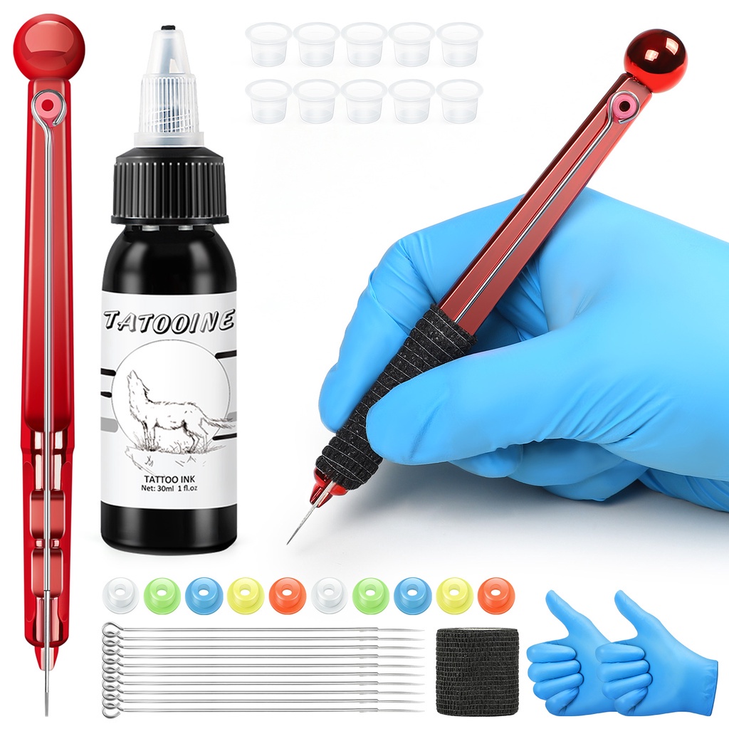 Máy Xăm Cầm Tay Màu Đen 30Ml Kèm Mực Xăm Cơ Bản