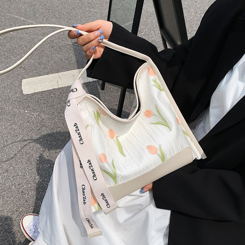 Túi Xách Tote Đeo Vai Cỡ Lớn Thêu Hình Hoa Tulip Cho Bạn Bè / Sinh Nhật / Valentine