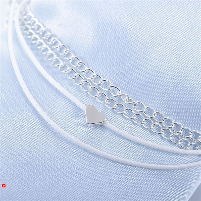 Lắc chân mạ bạc hình trái tim thời trang