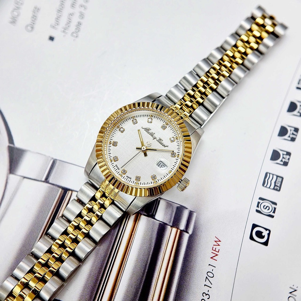 Đồng hồ Nữ Mathey Tissot D810BI Quartz Dây Sắt Demi Gold