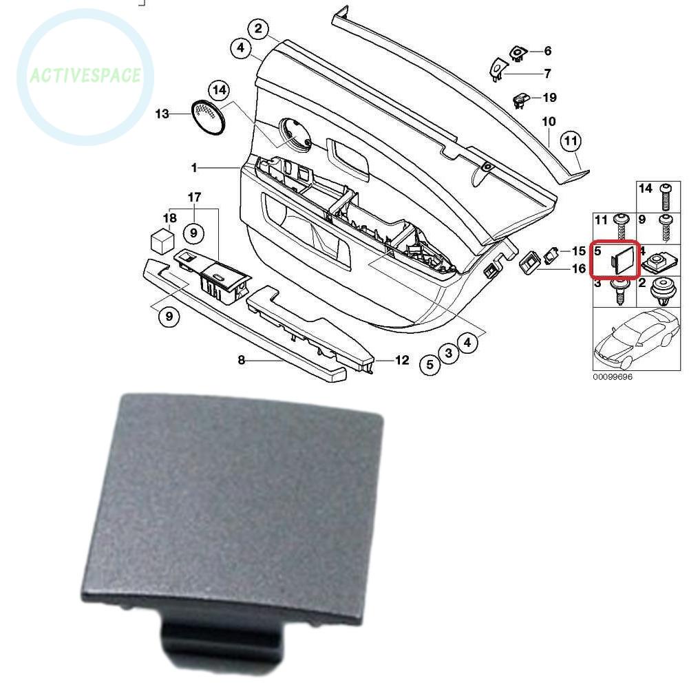 4pc Door Panel Cover Plug 51417025647 For BMW 7 Series E65 E66 745i 02-08  Grey