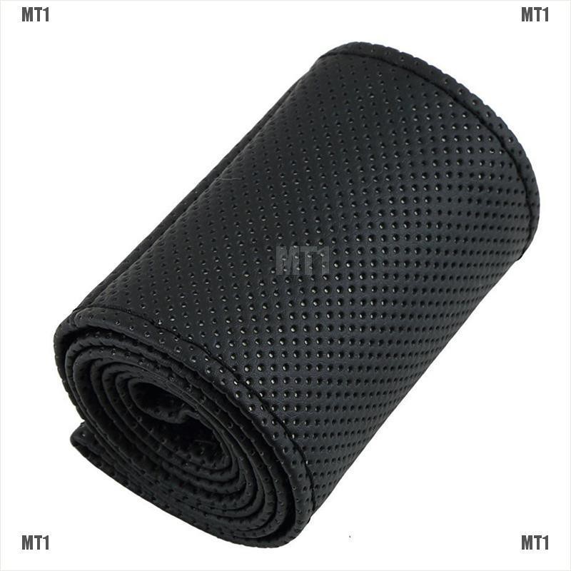 Vỏ Bọc Vô Lăng Xe Hơi Bằng Da PU Màu Trơn Kèm Kim May Tiện Dụng Diy