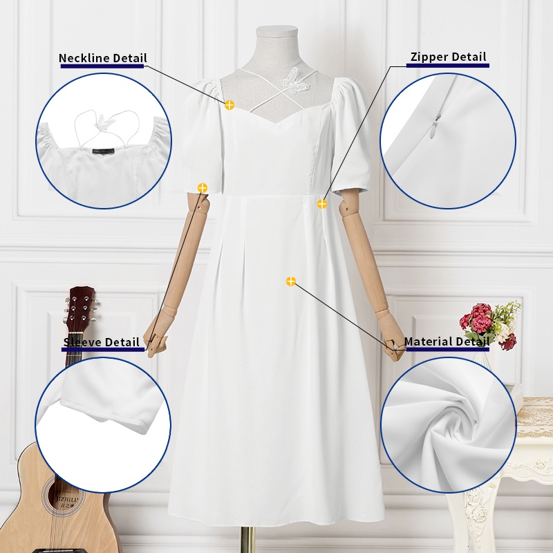 Đầm ZANZEA dáng dài tay phồng cổ vuông thời trang Hàn Quốc cho nữ