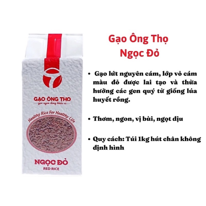 Gạo lứt đỏ  Ông thọ túi 1kg phục hồi sức khoẻ cho người lành bệnh