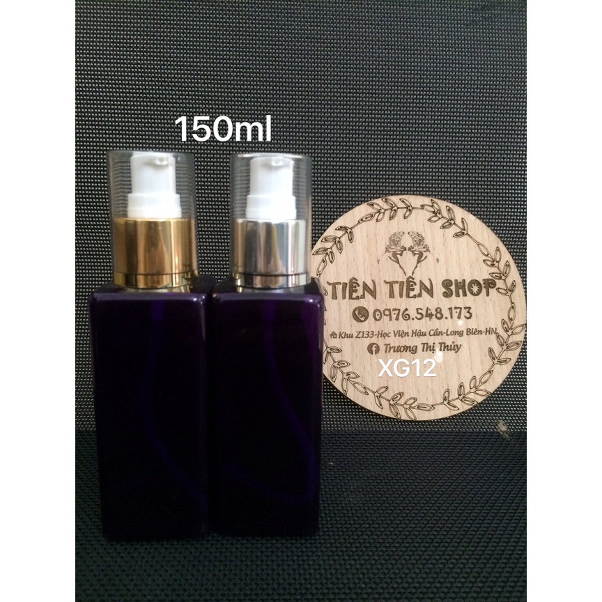 Chai nhựa vuông 150ml xanh tím đầu xịt giọt