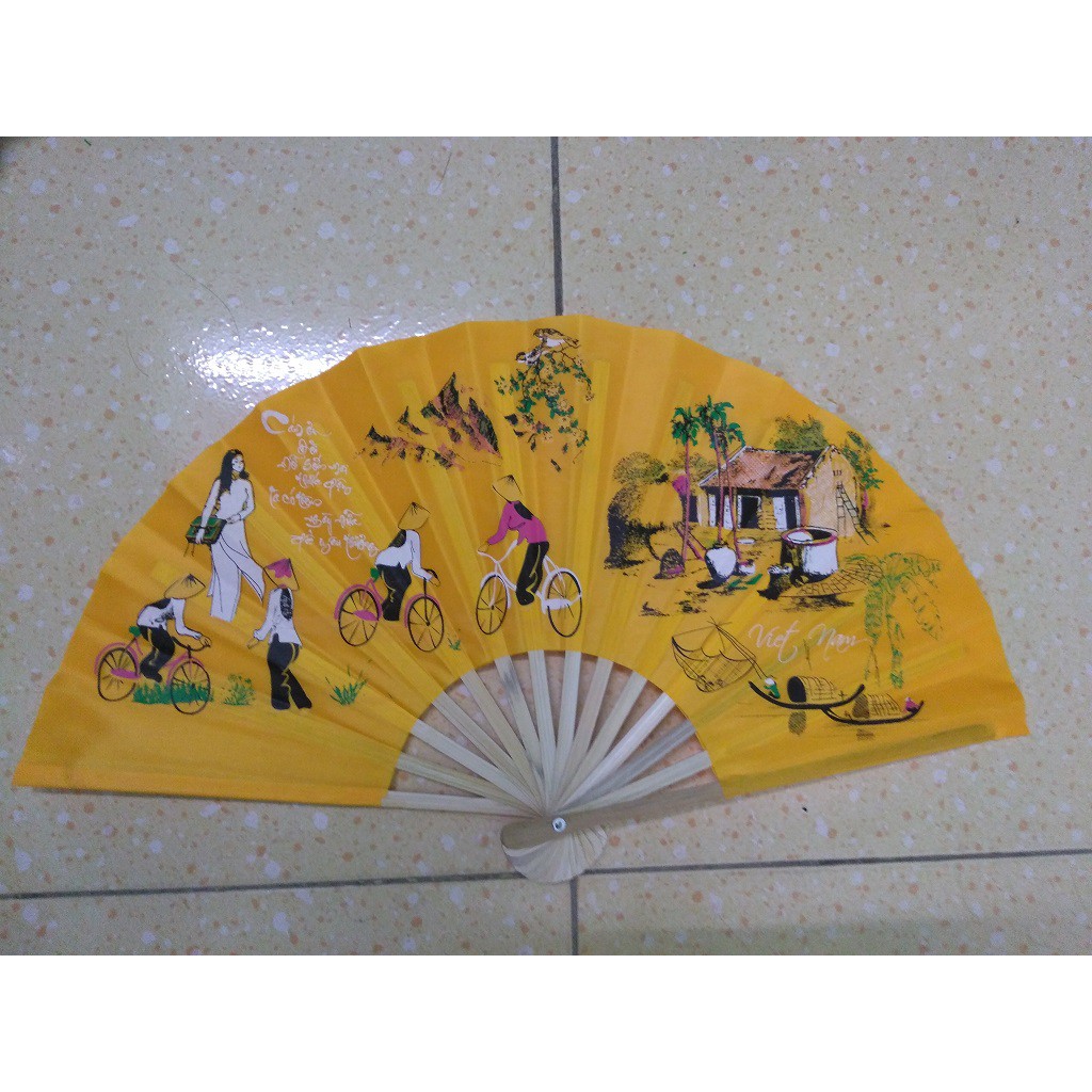 Combo 5 Quạt vải Huế_Size Nhí dài 21cm, xòe 38cm
