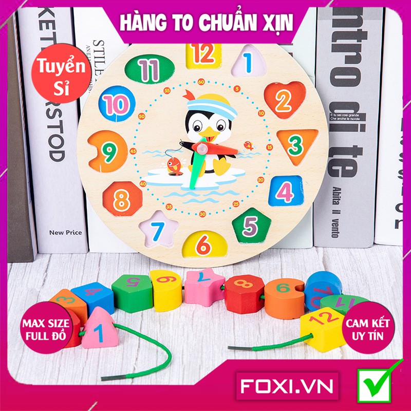 [HÀNG ĐẸP FREESHIP] Bộ đồ chơi gỗ Foxi-Đồ chơi trẻ em thông minh-xâu hạt làm toán Montessori sáng tạo-khéo léo-siêu rẻ