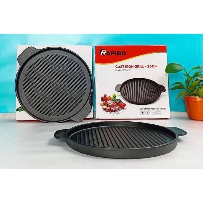 Chảo Nướng Gang Rapido Size 24/26cm - Dùng Cho Mọi Loại Bếp