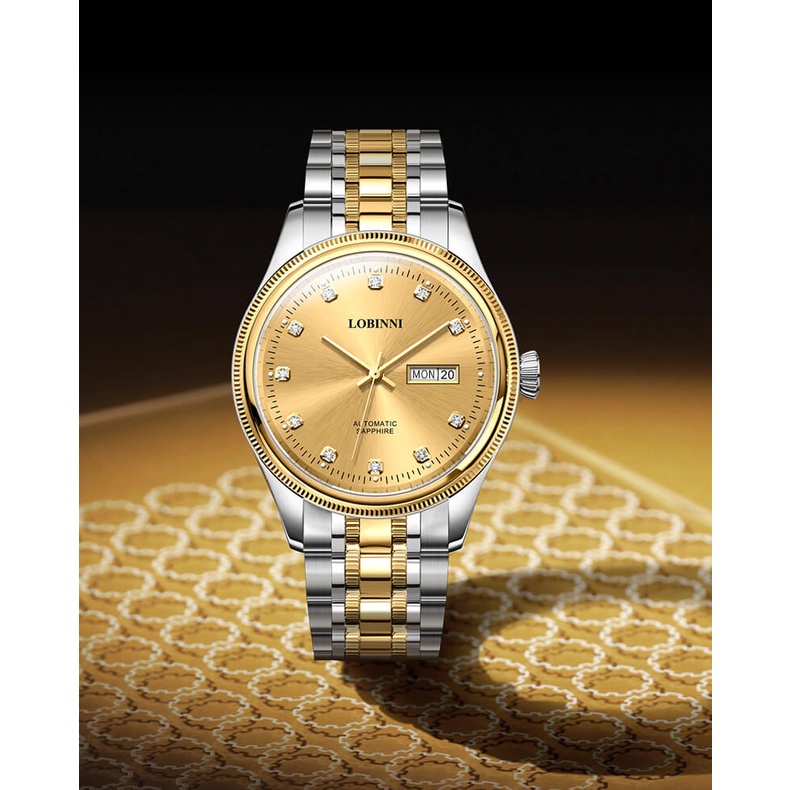Đồng hồ nam chính hãng Lobinni L9020-1 Kính sapphire,chống xước,Chống nước ,Dây kim loại, BH 24 tháng,Máy cơ (Automatic)