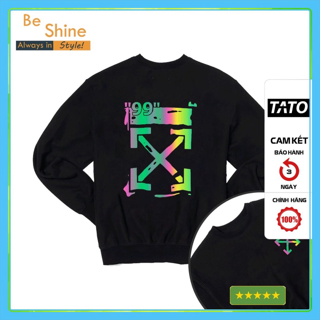 Sweater Off White 99 Phản Quang 7 Màu - Áo Nỉ Dài Tay Unisex Form Rộng Thời Trang Nam Nữ Phong Cách Hàn Quốc