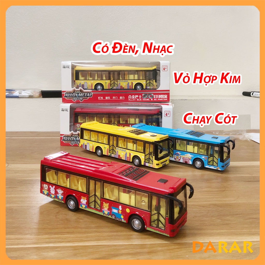 MÔ HÌNH Xe Bus, Xe đồ chơi Bus vỏ Hợp Kim mở được cửa, có nhạc và đèn cho bé | tỷ lệ 1:50