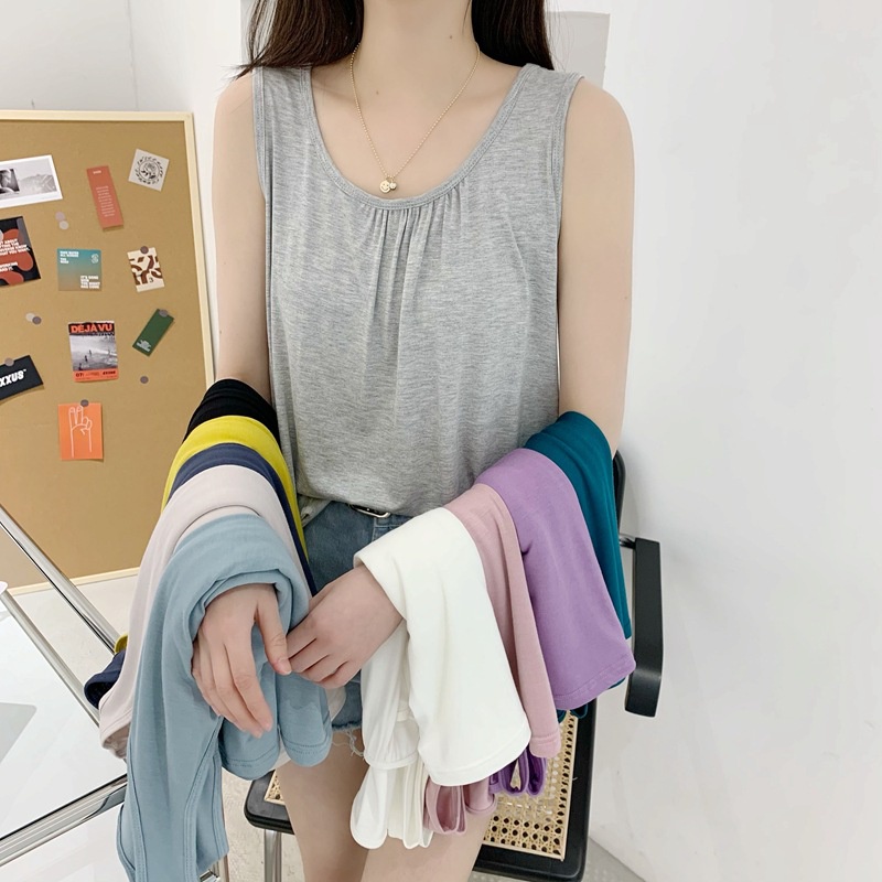 Áo Thun Ba Lỗ Cổ TròN DáNg RộNg MàU Trơn ThờI Trang 2022 Cho Nữ