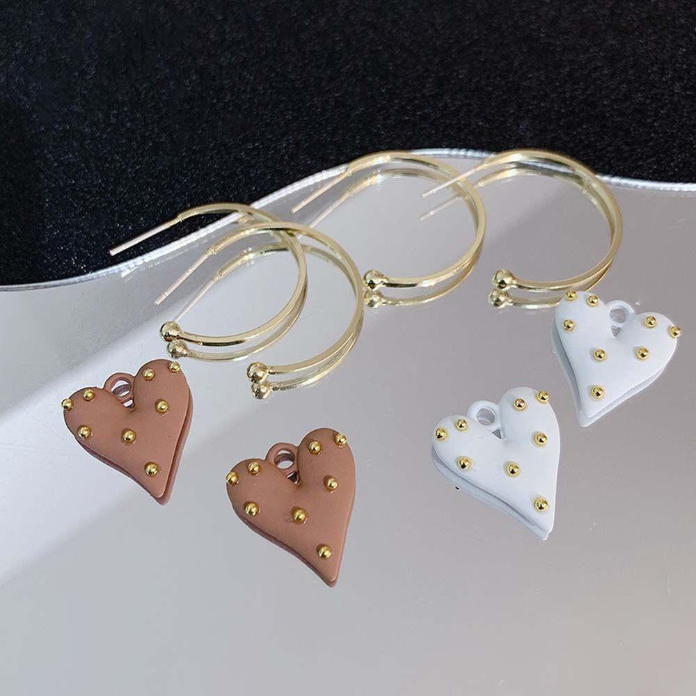 Khuyên Tai Thả Tim VANES1 Kiểu Pháp|Khuyên Tai Kim Loại Hình Trái Tim Nhiều Màu Sắc Thời Trang Cho Nữ