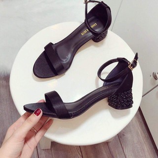 GIÀY SANDAL GÓT ĐÁ ĐEN