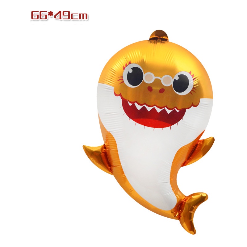 Set 5 Bong Bóng Lá Nhôm Hình Gia Đình Cá Mập Trang Trí Tiệc Sinh Nhật Cho Bé