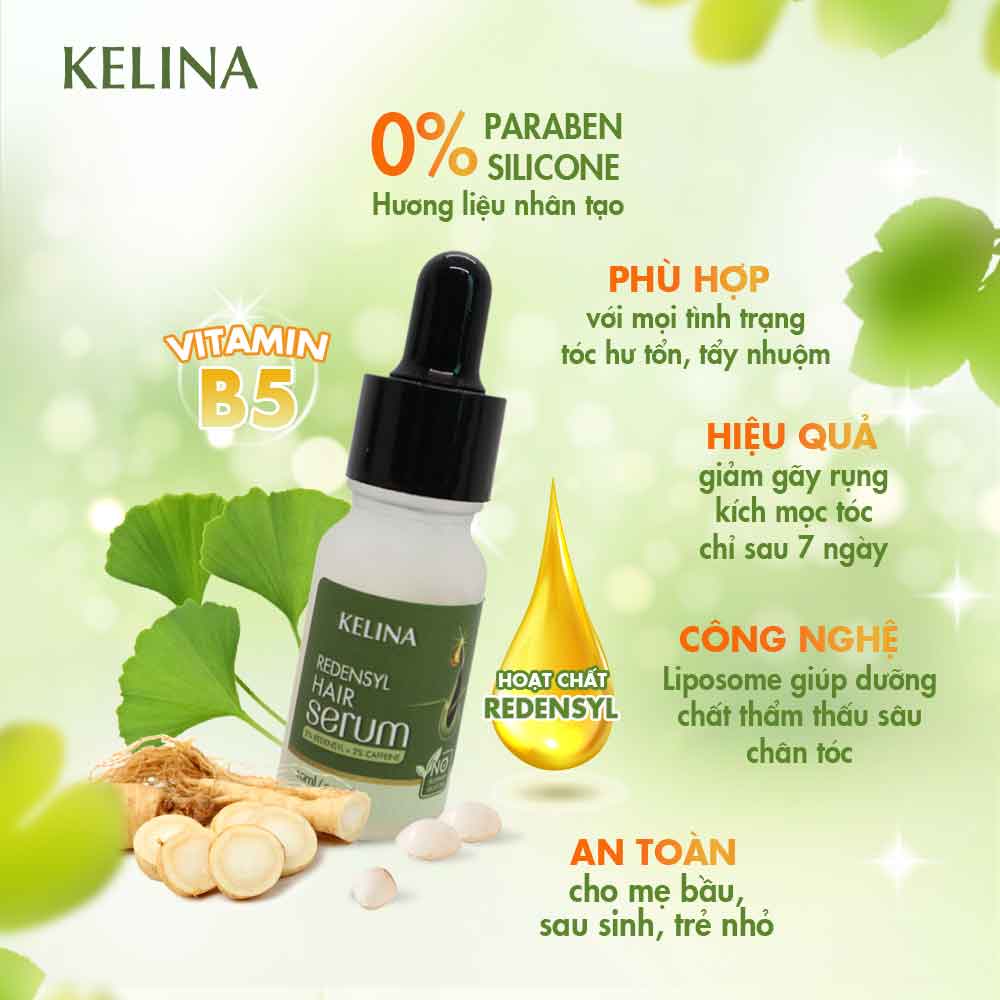 Tinh Chất Kelina Redensyl Hair Serum Cao Cấp Kích Thích Mọc Tóc, Chống Rụng Tóc, Làm Dày Tóc, Tóc Chắc Khỏe 10ml