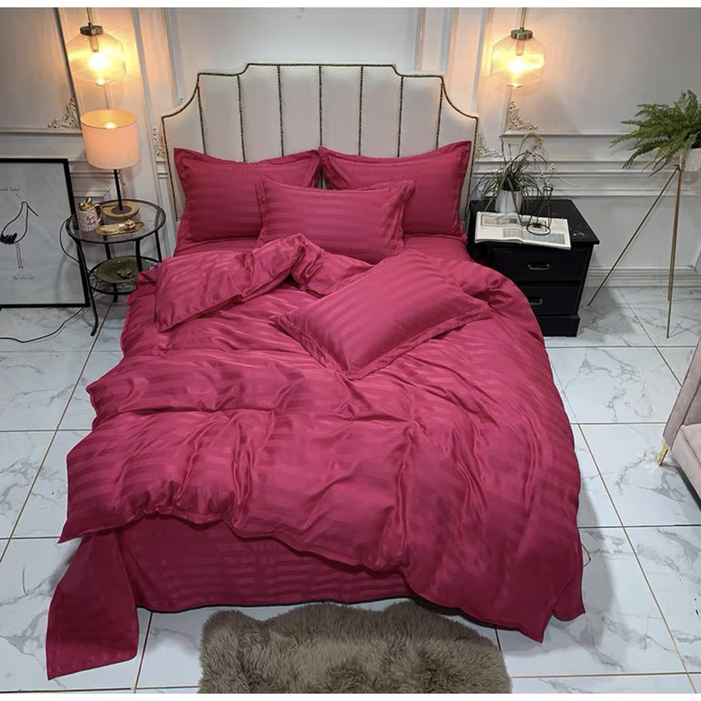 Bộ Chăn Ga Gối Cotton Sọc 3F Cao Cấp Chuyên Dùng Cho Nhà Nghỉ Khách Sạn và Homestay EmmiBedding