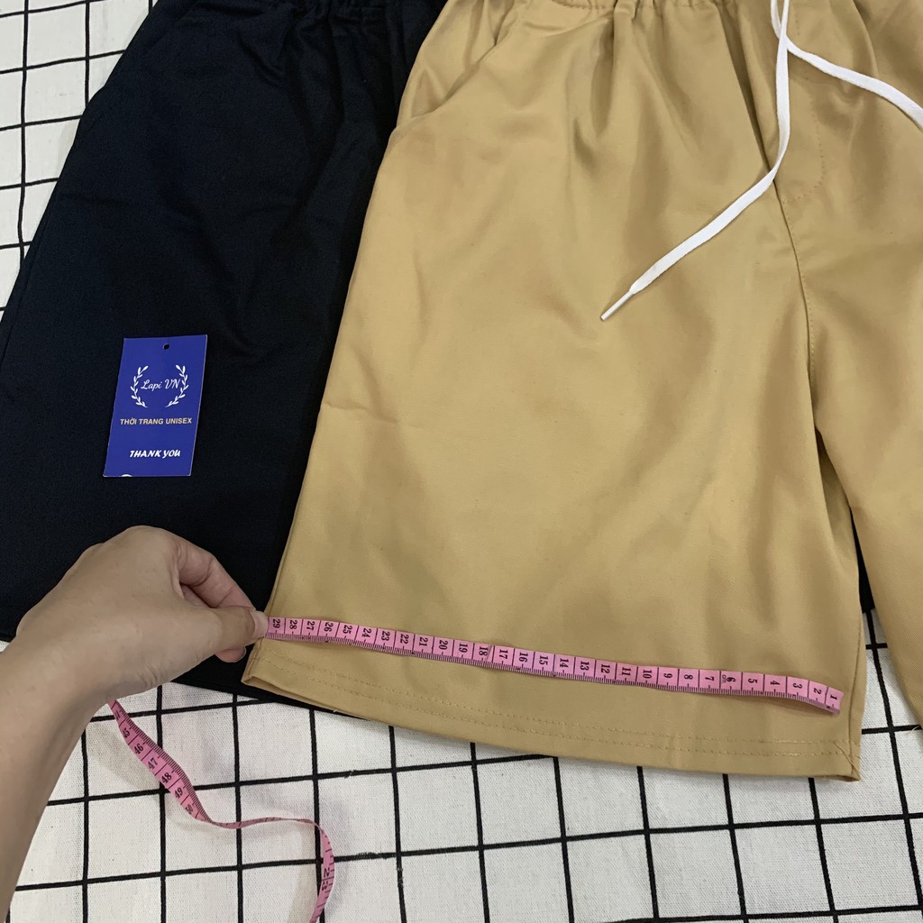 Quần Short Lửng Kaki Unisex Lapi VN, 2 Màu Basic Phong Cách Ulzzang, Freesize Đến 55kg,Nam Nữ Đều Mặc Được, Co Dãn Tốt