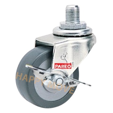 Bánh xe đẩy cao su tổng hợp xám tải nhẹ cọc vít xoay khóa - 50-65-75mm - Happy Move Thái Lan