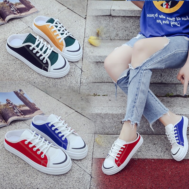 [GIÁ XƯỞNG] Giày thể thao vải dáng sục phối màu hot trend độn đế nhẹ