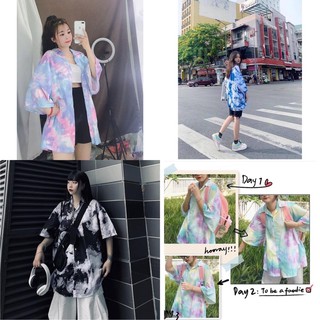 (Nhiều màu) ÁO SƠ MI TIE-DYE MÀU LOANG DARK STORM ULZZANG - ÁO SƠ MI LOANG 4 MÀU OVERSIZE FORM RỘNG