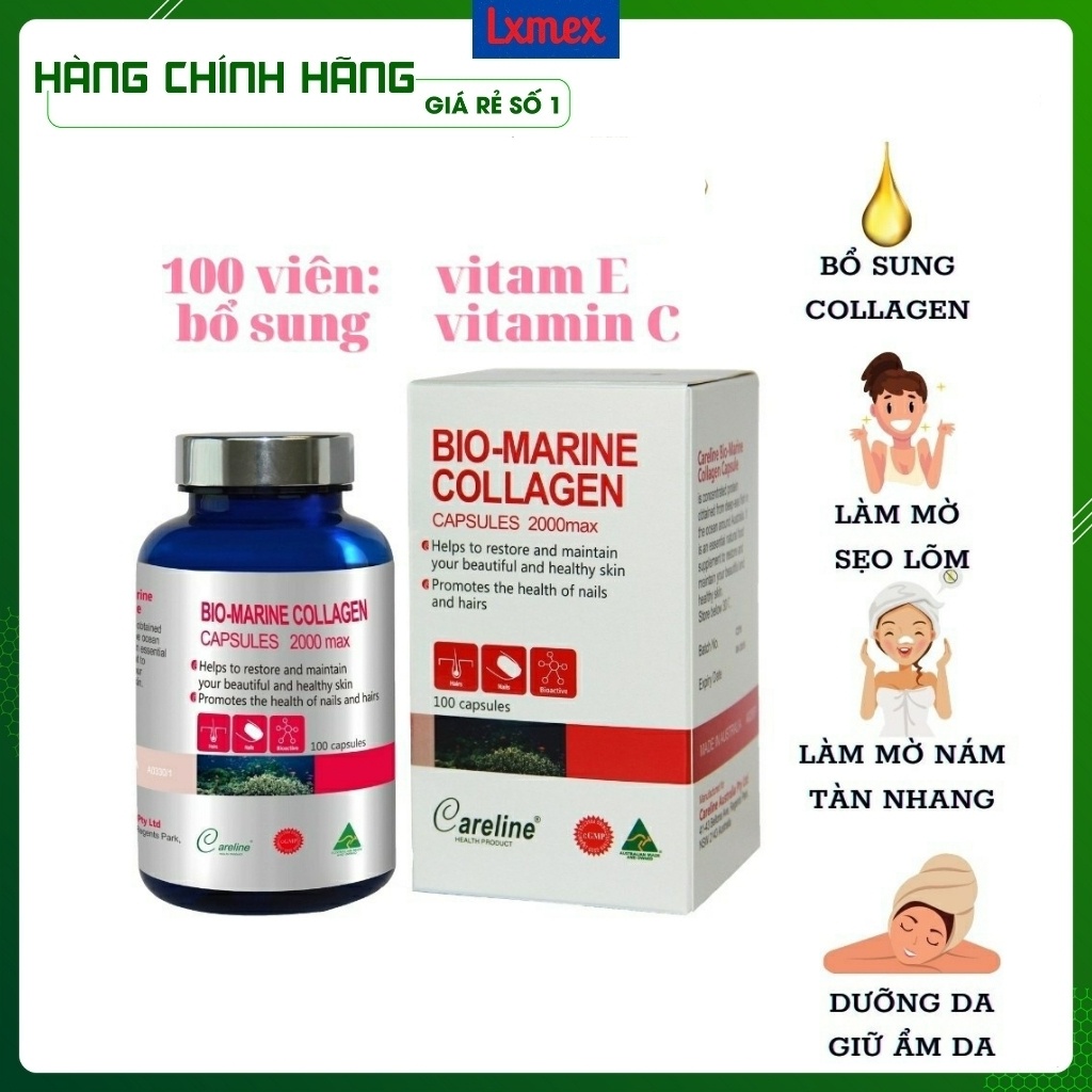 Viên uống đẹp da Careline Bio Marine Collagen 2000mg, nhập khẩu Úc - 100 viên