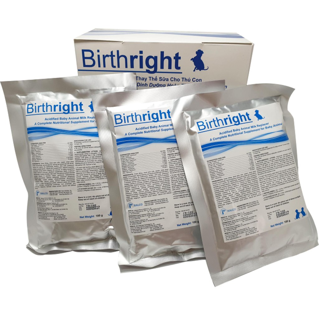 Birthright gói 100g - Sữa bột thay thế sữa mẹ cho chó mèo con