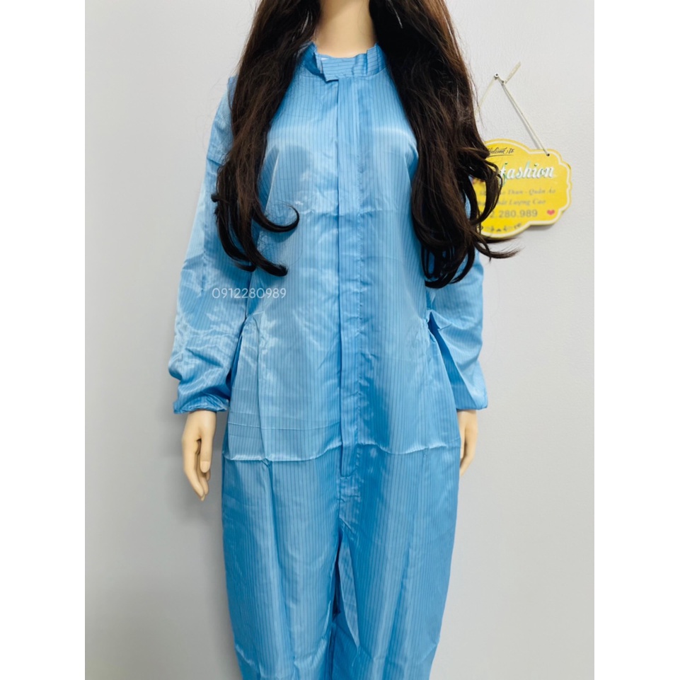 Áo liền quần chống tĩnh điện, chống bụi dùng trong phòng sạch phòng lab _ Hình chụp thật