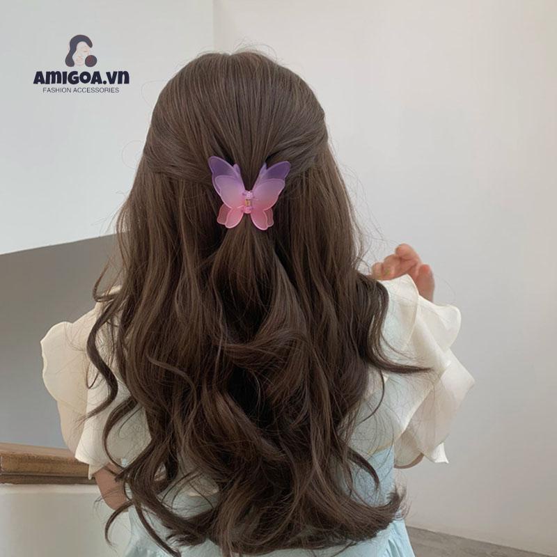 Kẹp Tóc Hình Bướm Hai Lớp Màu Sắc Gradient Dành Cho Nữ